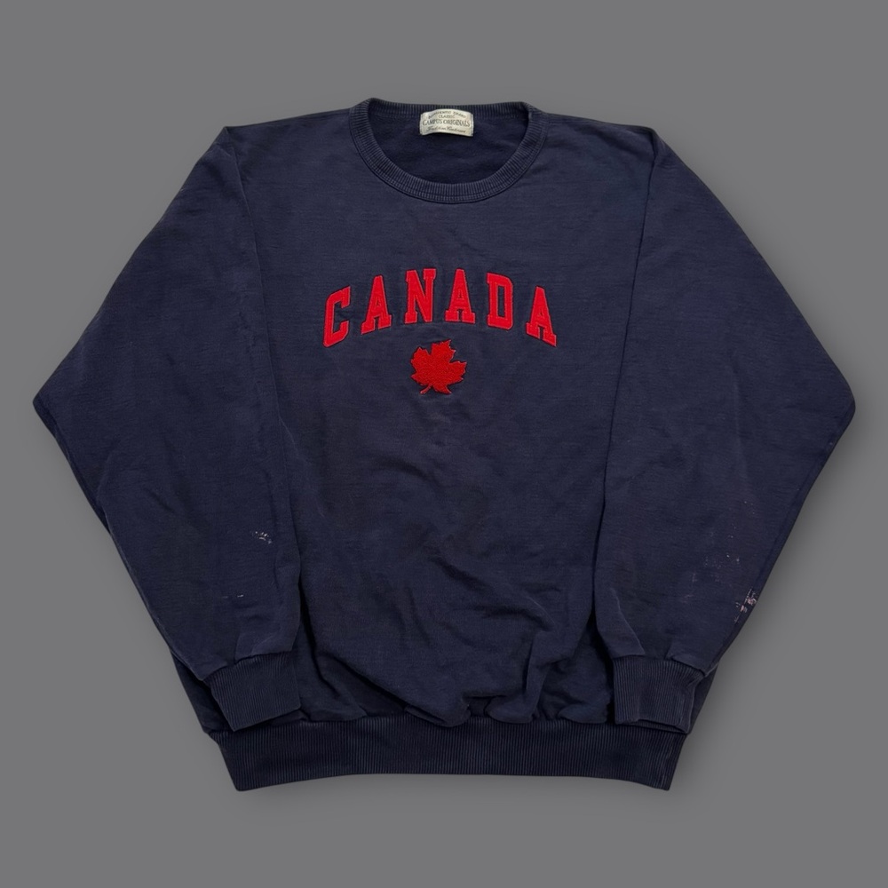 Vintage Navy Sweatshirt with Red Canada Appliqué